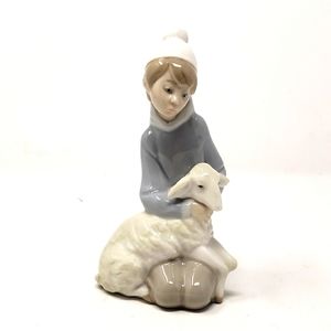 Lladro Shepard With Lamb Statue